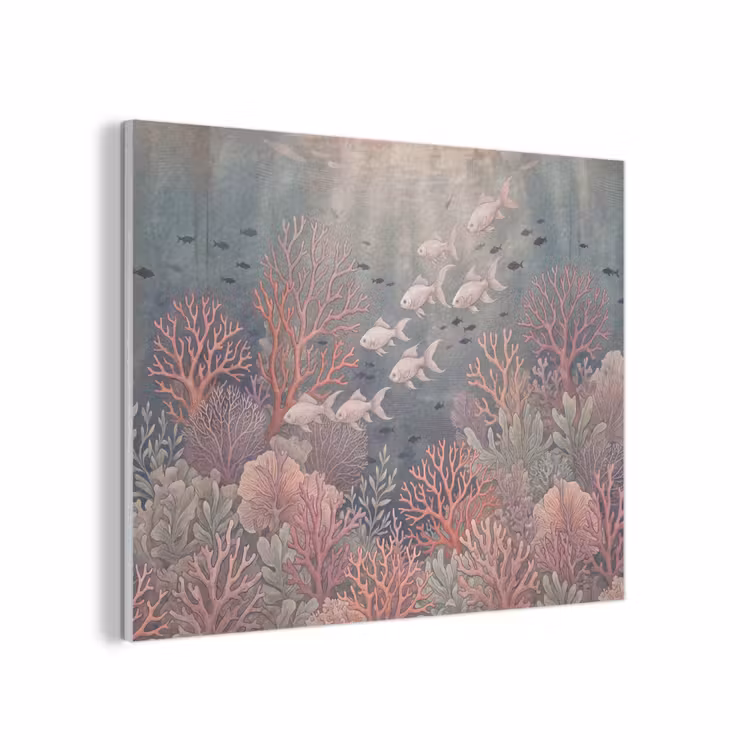 Vis - Koraal - Onderwater - Illustratie - Vintage PET vilt klein -3d
