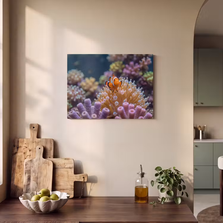 Vis - Koraal - Onderwater - Oranje - Dieren PET vilt klein -sfeer2