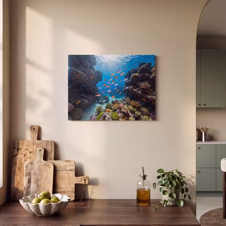 Vis - Koraalrif - Onderwater - Levendig - Blauw PET vilt klein -sfeer2