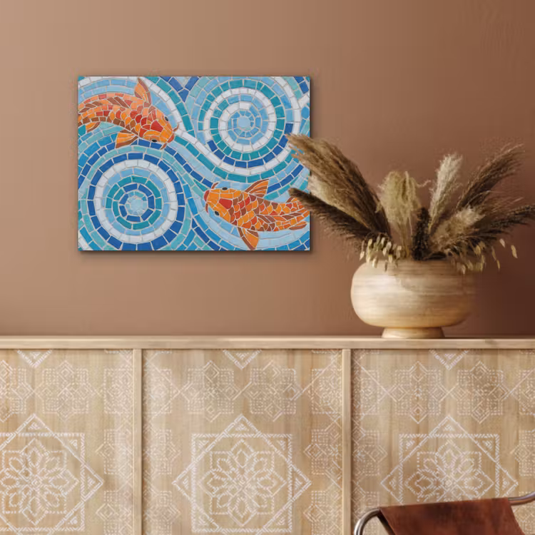 Vis - Mozaïek - Water - Decoratief - Blauw PET vilt klein -sfeer4
