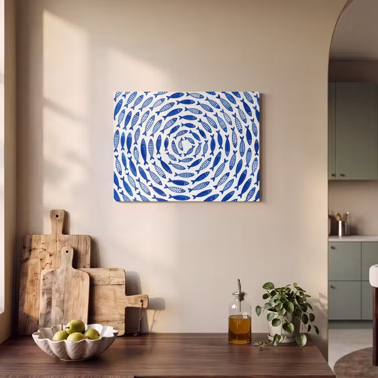 Vis - Patroon - Onderwater - Abstract - Blauw PET vilt klein -sfeer2
