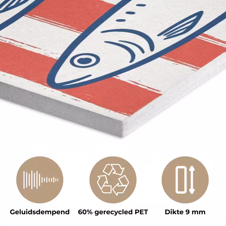 Vis - Patroon - Strepen - Illustratie - Rood PET vilt klein -closeup_NL