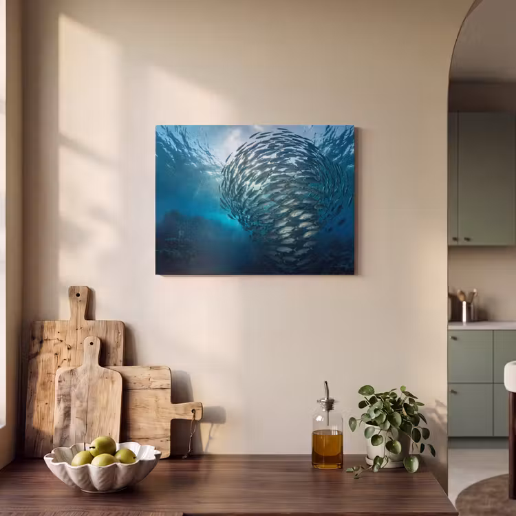 Vis - School - Oceaan - Natuur - Blauw PET vilt klein -sfeer2