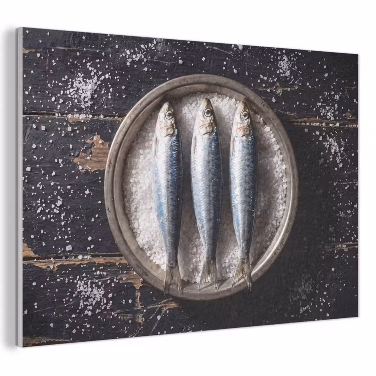 Akoestisch schilderij - Vis - Zout - Eten - Vis - Zout - Eten PET vilt klein