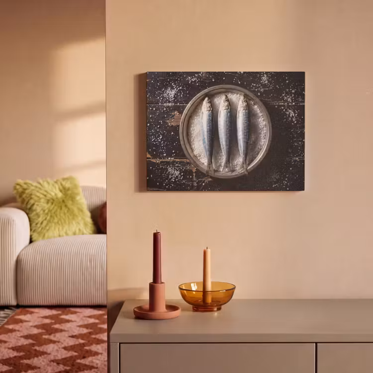 Akoestisch schilderij - Vis - Zout - Eten - Vis - Zout - Eten PET vilt klein