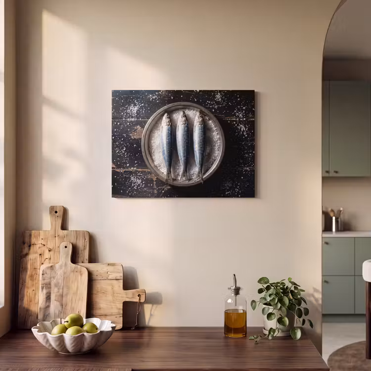 Akoestisch schilderij - Vis - Zout - Eten - Vis - Zout - Eten PET vilt klein