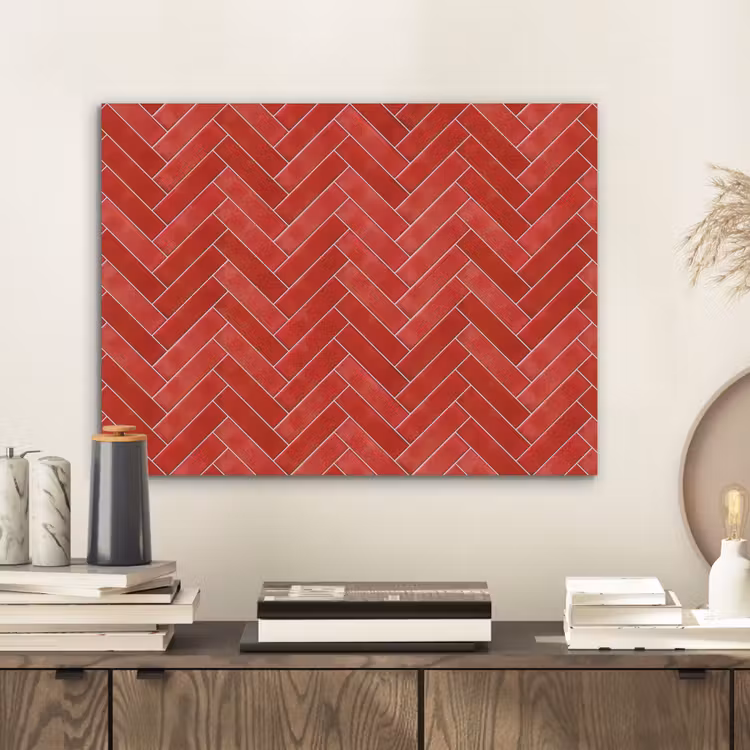 Visgraat - Tegel - Rood PET vilt klein 837 -sfeer1