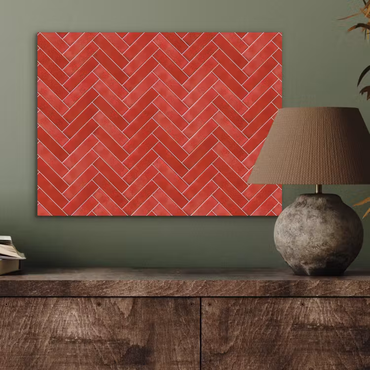 Visgraat - Tegel - Rood PET vilt klein 837 -sfeer2