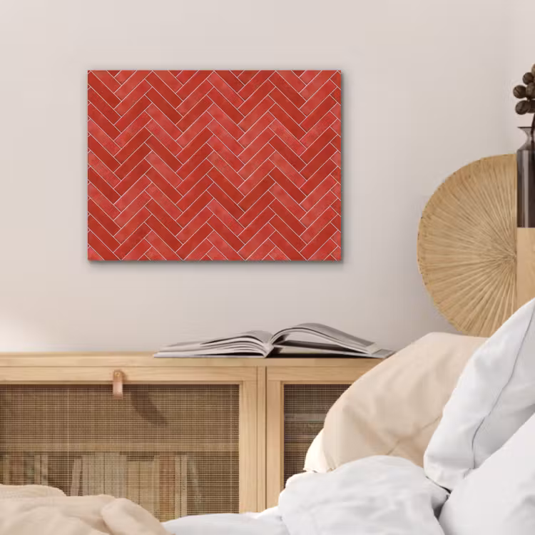 Visgraat - Tegel - Rood PET vilt klein 837 -sfeer3