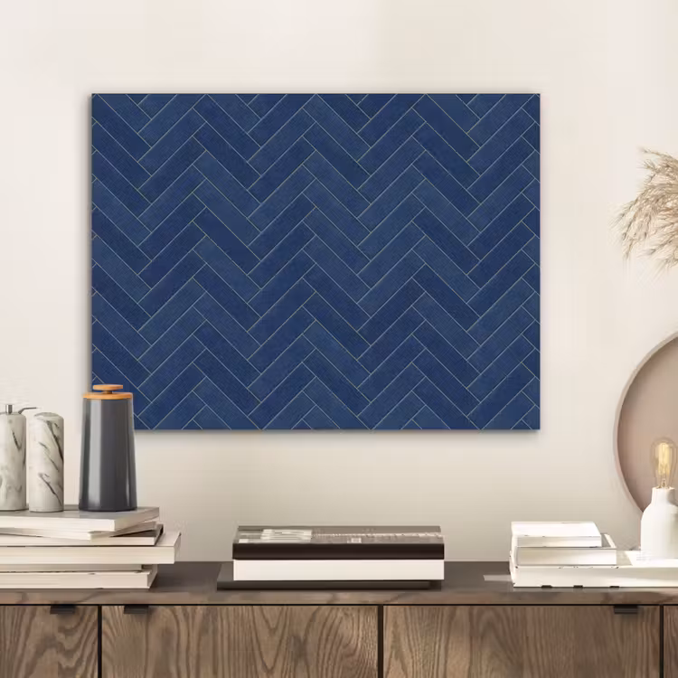 Visgraat - Wandtegel - Donkerblauw - Navy Blue PET vilt klein 837 -sfeer1