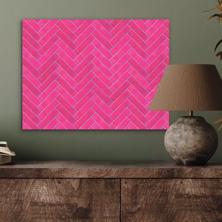 Visgraat - Wandtegel - Fuchsia - Roze PET vilt klein 837 -sfeer2