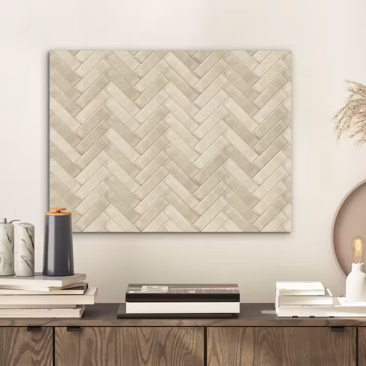 Visgraat - Wandtegel - Licht Beige PET vilt klein 837 -sfeer1