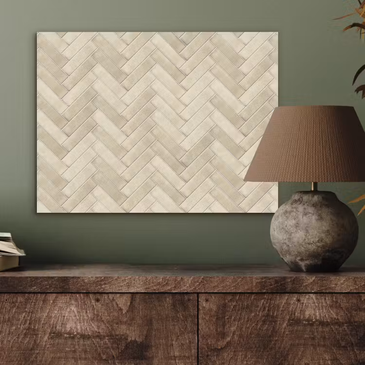 Visgraat - Wandtegel - Licht Beige PET vilt klein 837 -sfeer2