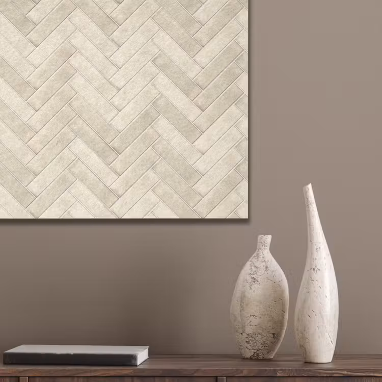 Visgraat - Wandtegel - Licht Beige PET vilt klein 837 -sfeer6_closeup