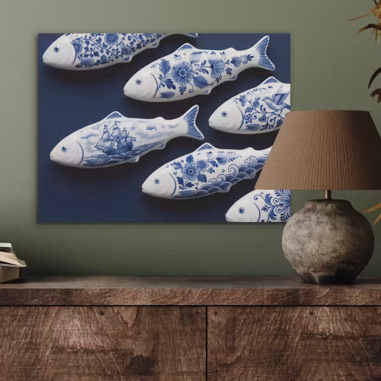 Vissen - Delfts - Blauw - Keramiek PET vilt klein -sfeer2