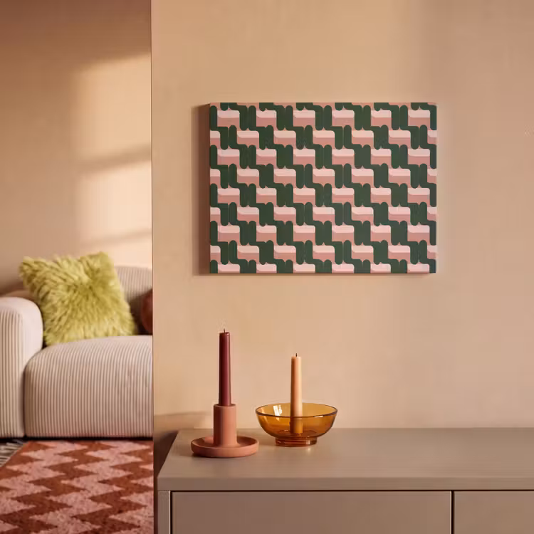 Vlechtpatroon - Groen - Roze - Geometrisch PET vilt klein 837 -sfeer1