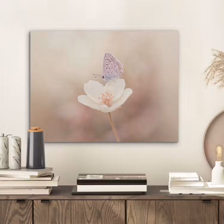 Vlinder - Bloem - Blauw PET vilt klein -sfeer1