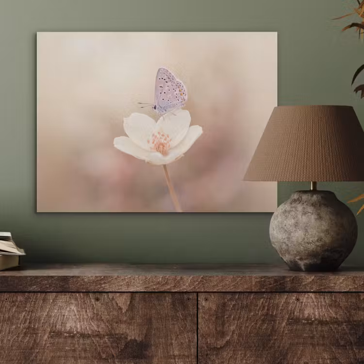 Vlinder - Bloem - Blauw PET vilt klein -sfeer2