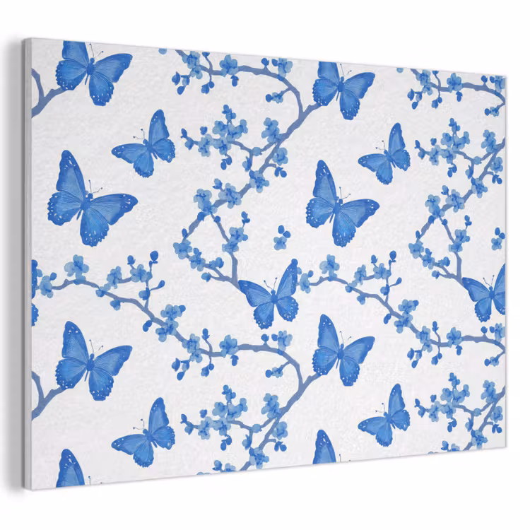 Vlinder - Bloemen - Blauw PET vilt klein 837 -3d
