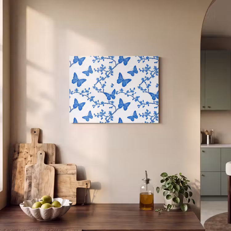 Vlinder - Bloemen - Blauw PET vilt klein 837 -sfeer2