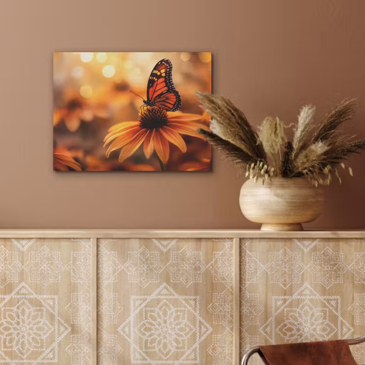 Vlinder - Bloemen - Oranje PET vilt klein -sfeer4