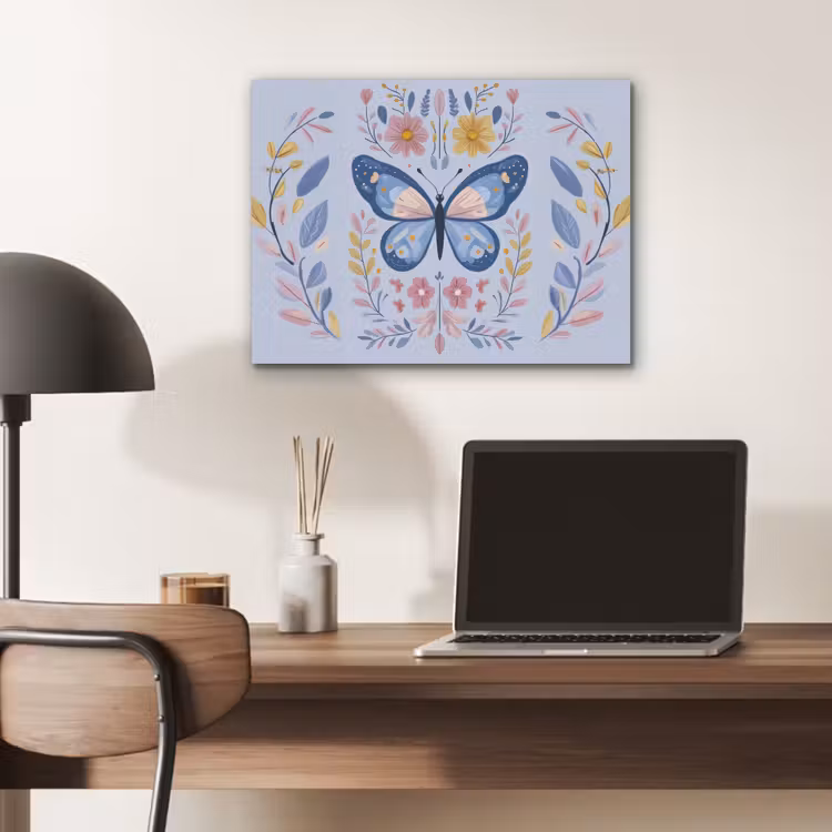 Vlinder - Lichtblauw - Sierlijk - Bloemen PET vilt klein -sfeer5