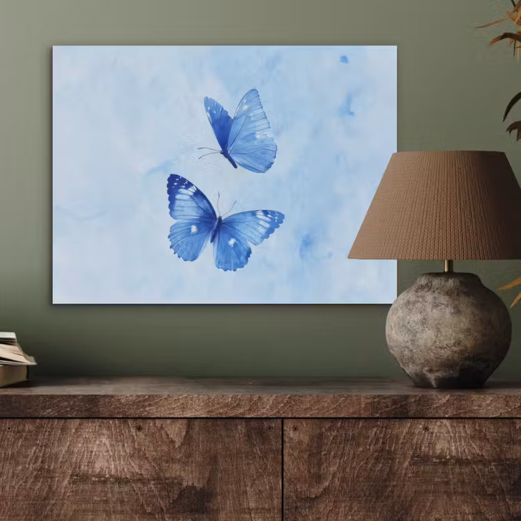 Vlinders - Sierlijk - Blauw PET vilt klein -sfeer2