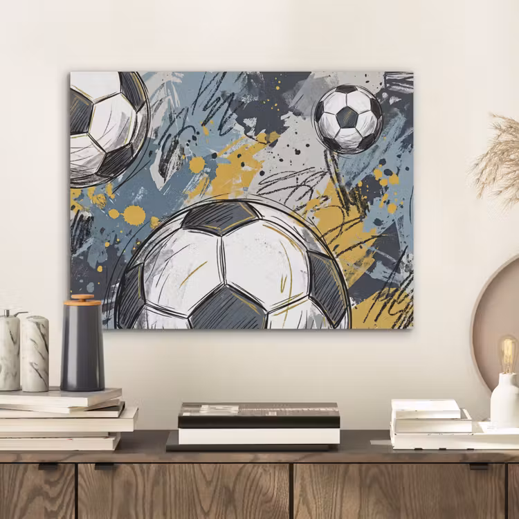 Voetbal - Abstract - Sport - Kleurrijk PET vilt klein -sfeer1