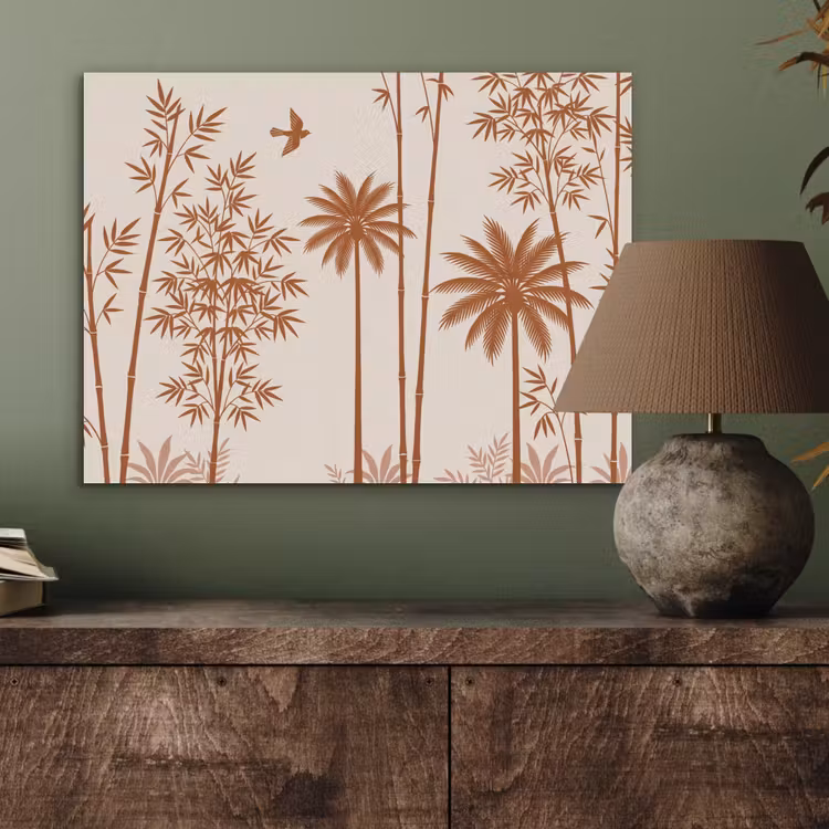 Vogel - Boom - Tropisch - Minimalistisch - Bruin PET vilt klein -sfeer2