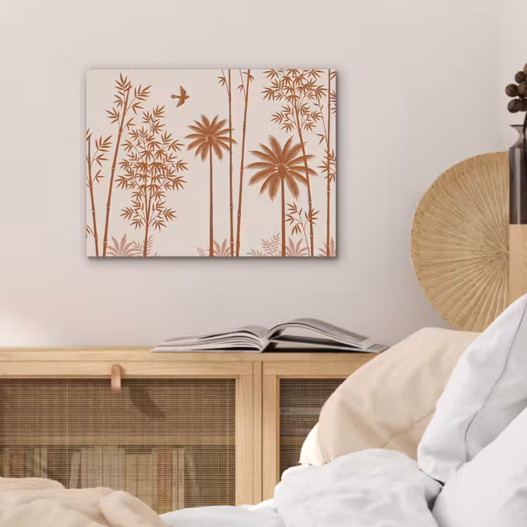 Vogel - Boom - Tropisch - Minimalistisch - Bruin PET vilt klein -sfeer3