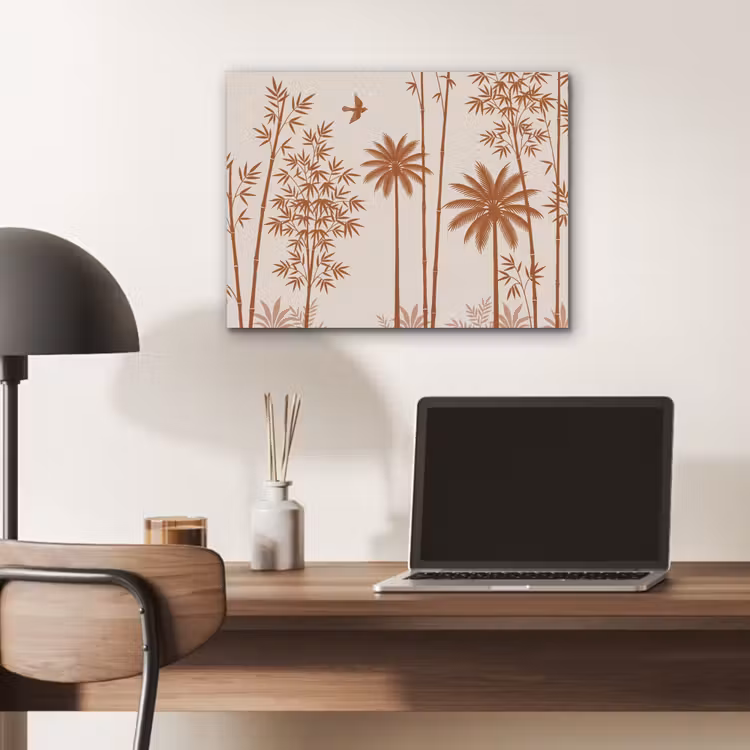 Vogel - Boom - Tropisch - Minimalistisch - Bruin PET vilt klein -sfeer5
