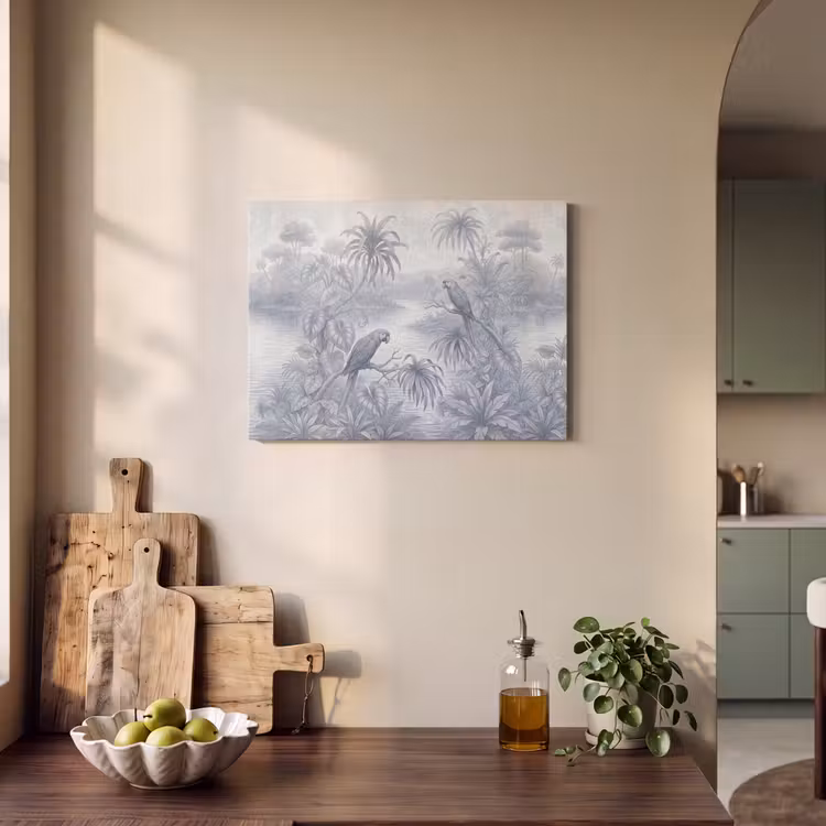 Vogel - Rivier - Tropisch - Illustratie - Blauw PET vilt klein -sfeer2