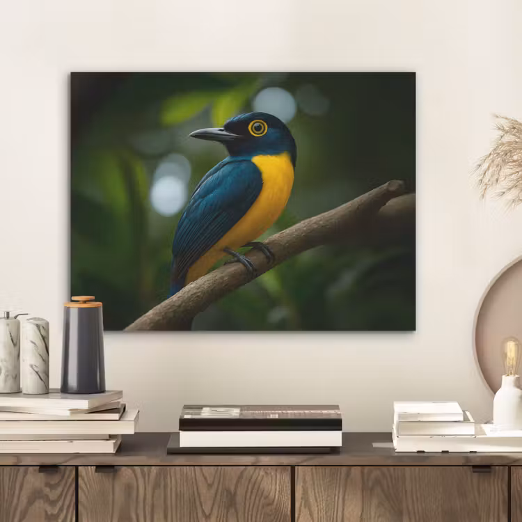 Vogel - Tak - Geel - Bladeren PET vilt klein -sfeer1