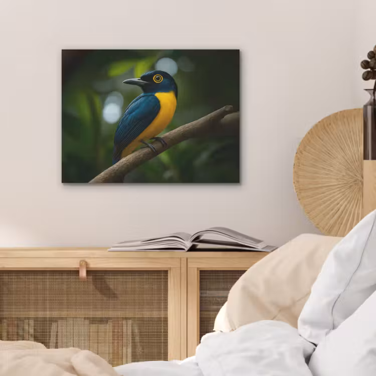 Vogel - Tak - Geel - Bladeren PET vilt klein -sfeer3