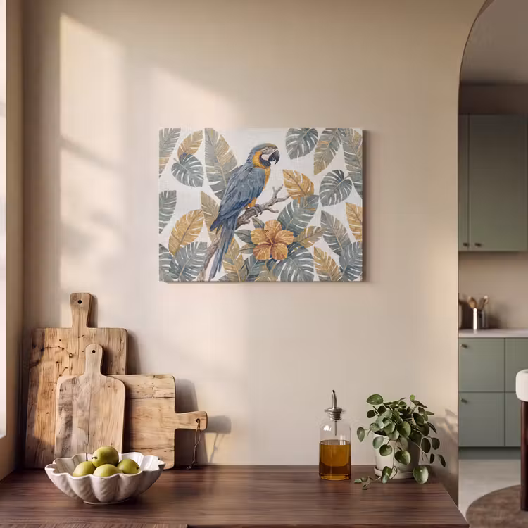 Vogel - Tak - Natuur - Mozaïek - Blauw PET vilt klein -sfeer2