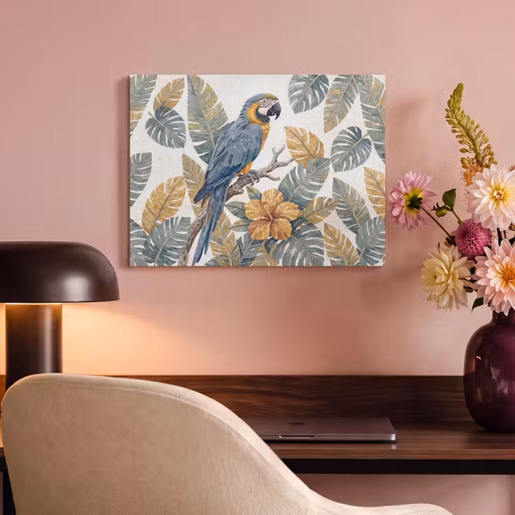 Vogel - Tak - Natuur - Mozaïek - Blauw PET vilt klein -sfeer3