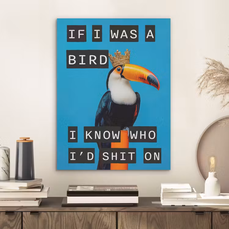 Vogel - Toekan - Blauw - Quotes PET vilt klein -sfeer1