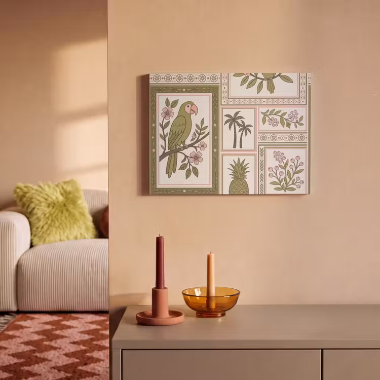 Vogel - Tropisch - Patroon - Decoratief - Groen PET vilt klein -sfeer1