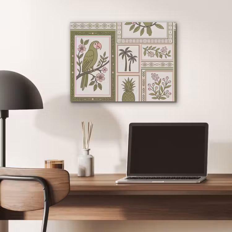Vogel - Tropisch - Patroon - Decoratief - Groen PET vilt klein -sfeer5