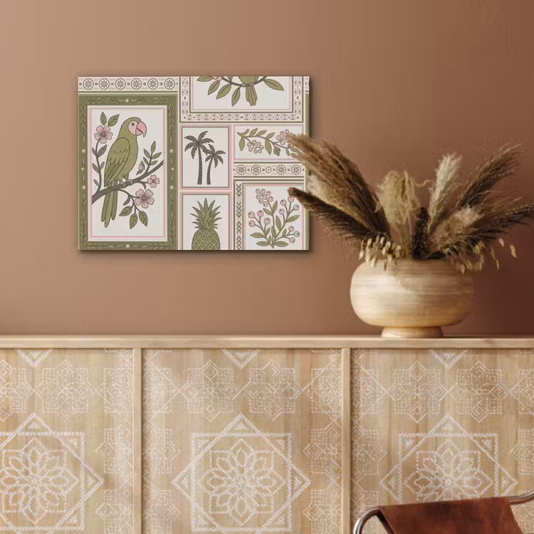 Vogel - Tropisch - Patroon - Decoratief - Groen PET vilt klein -sfeer4