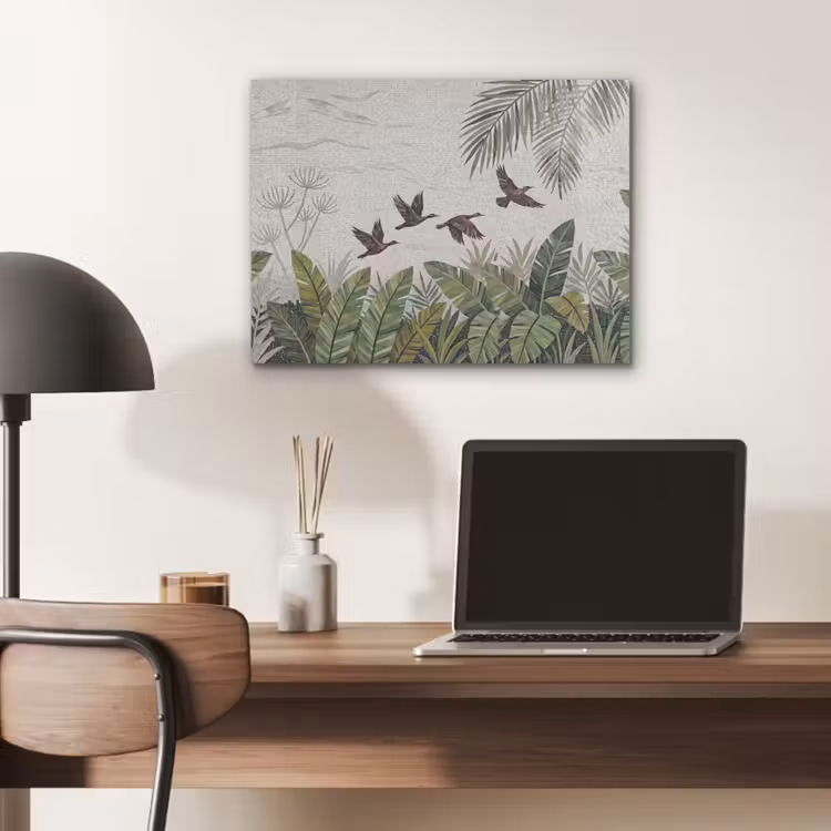 Vogel - Vliegend - Tropisch - Mozaïek - Groen PET vilt klein -sfeer5