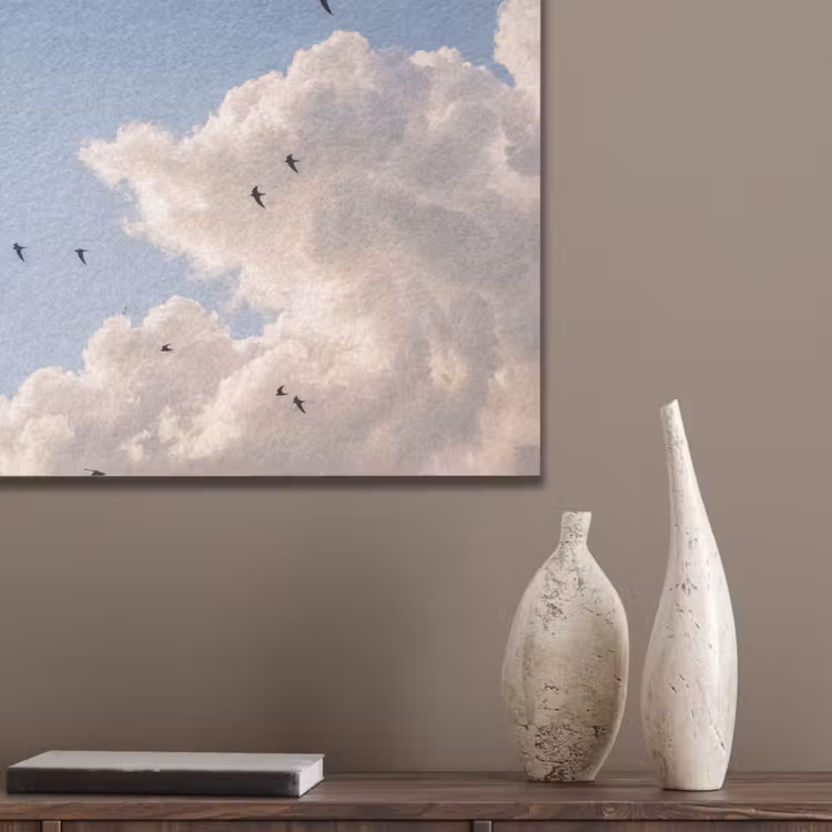 Vogel - Vlucht - Wolken - Natuur - Blauw PET vilt klein -sfeer6_closeup