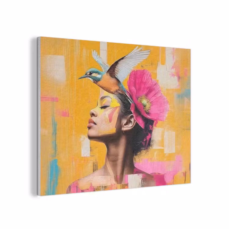 Vogel - Vrouw - Abstract - Bloem PET vilt klein -3d