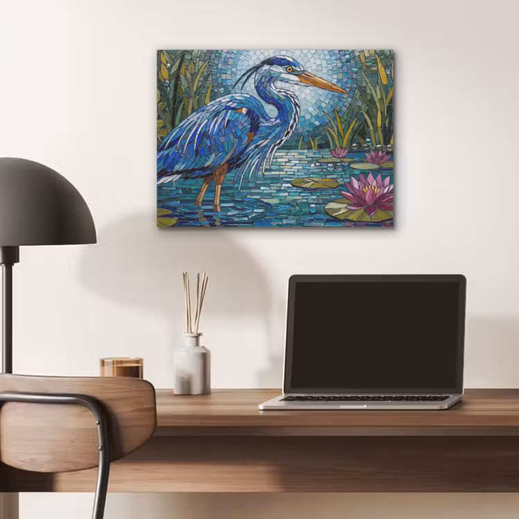 Vogel - Water - Natuur - Abstract - Blauw PET vilt klein -sfeer5