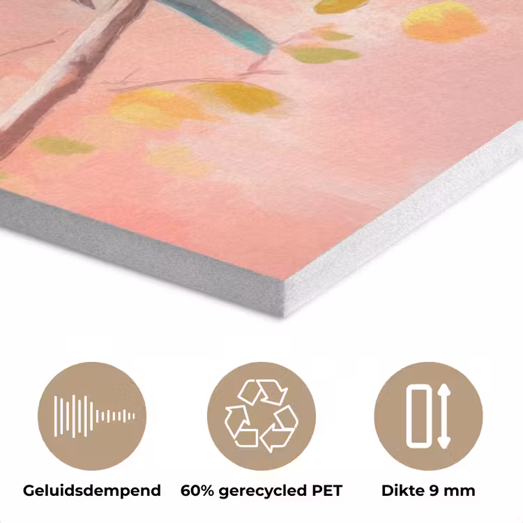 Vogels - Tak - Quote - Roze PET vilt klein -closeup_NL