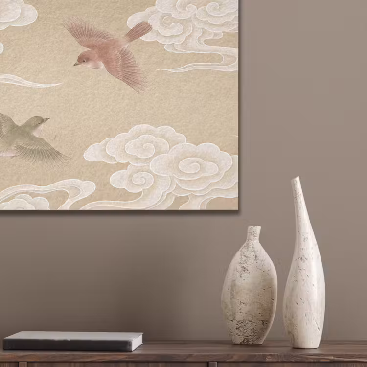 Vogels - Vliegen - Beige PET vilt klein -sfeer6_closeup