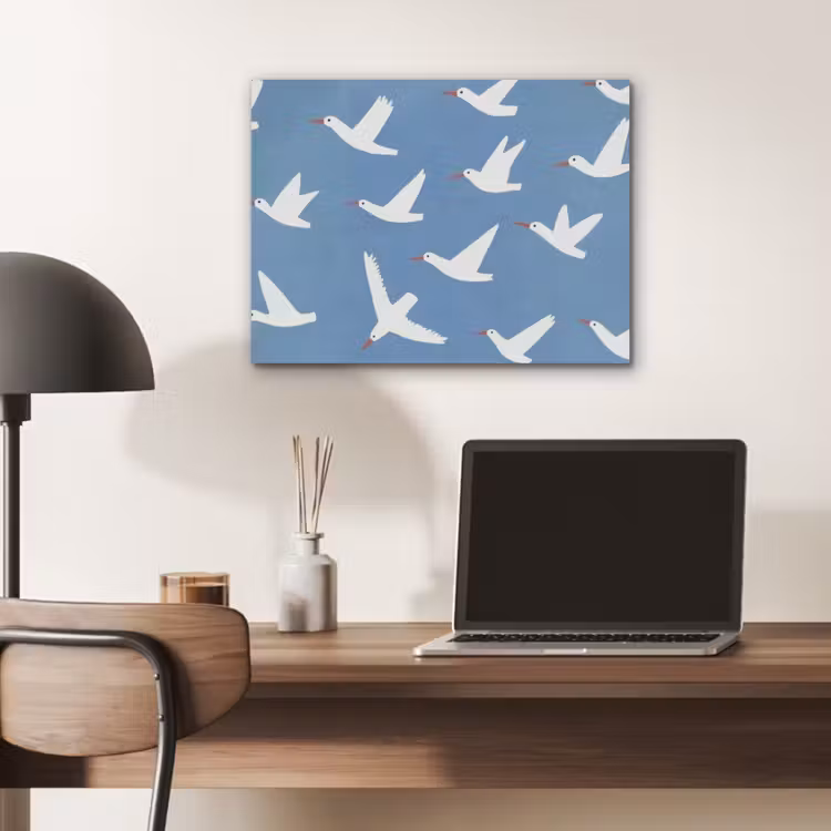 Vogels - Wit - Patroon PET vilt klein -sfeer5