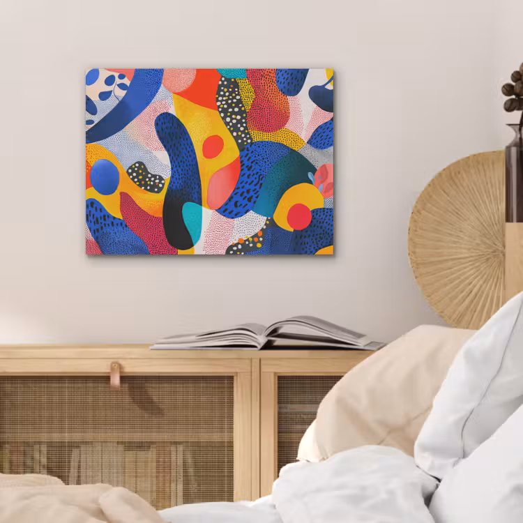 Vormen - Abstract - Stippels - Blauw PET vilt klein -sfeer3
