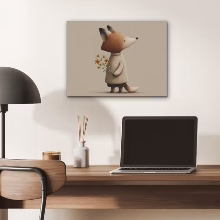 Vos - Gele bloemen - Minimalistisch PET vilt klein -sfeer5