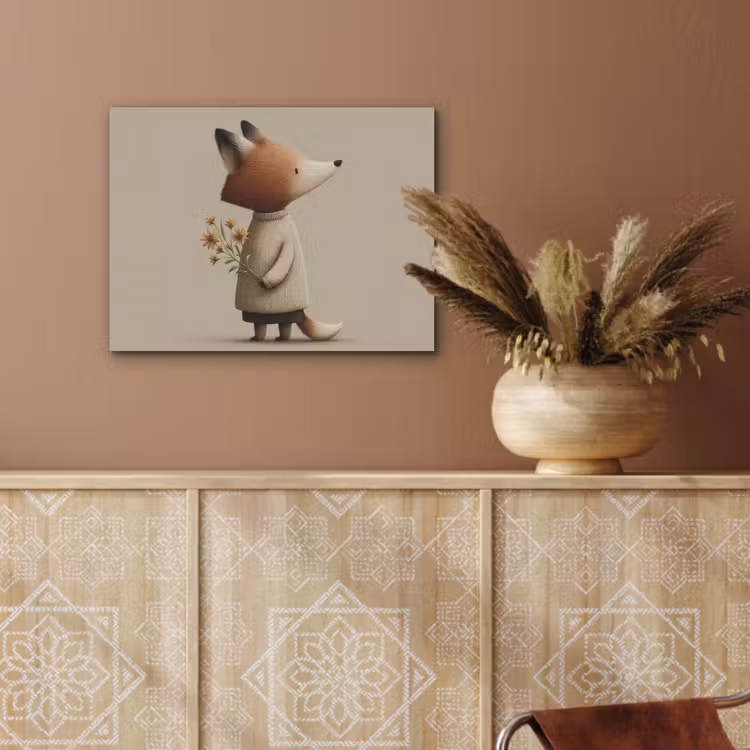 Vos - Gele bloemen - Minimalistisch PET vilt klein -sfeer4